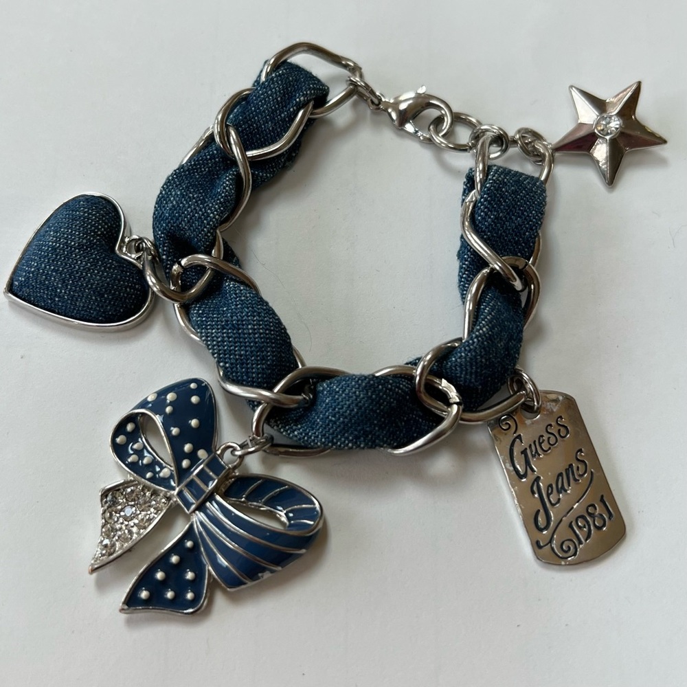 Vintage, GUESS silver and denim charm bracelet - Picture 2 of 3